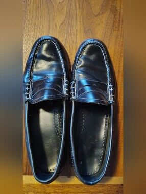 Bass wejuns - Men's Black Leather Slip-On Loafers Size 11.5 Men's